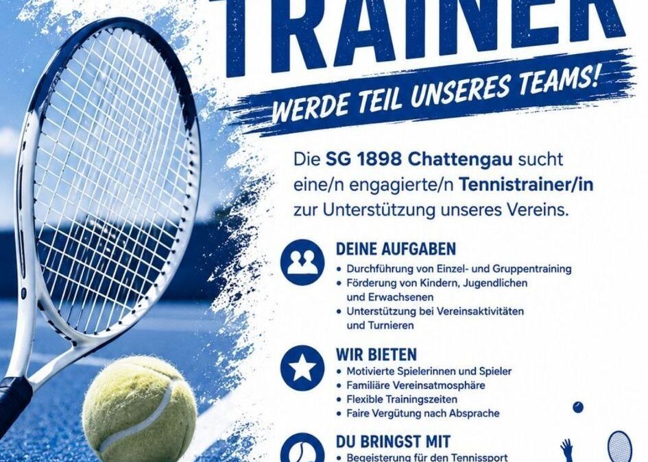 Wir suchen Dich! Werde Tennistrainer bei uns im Verein